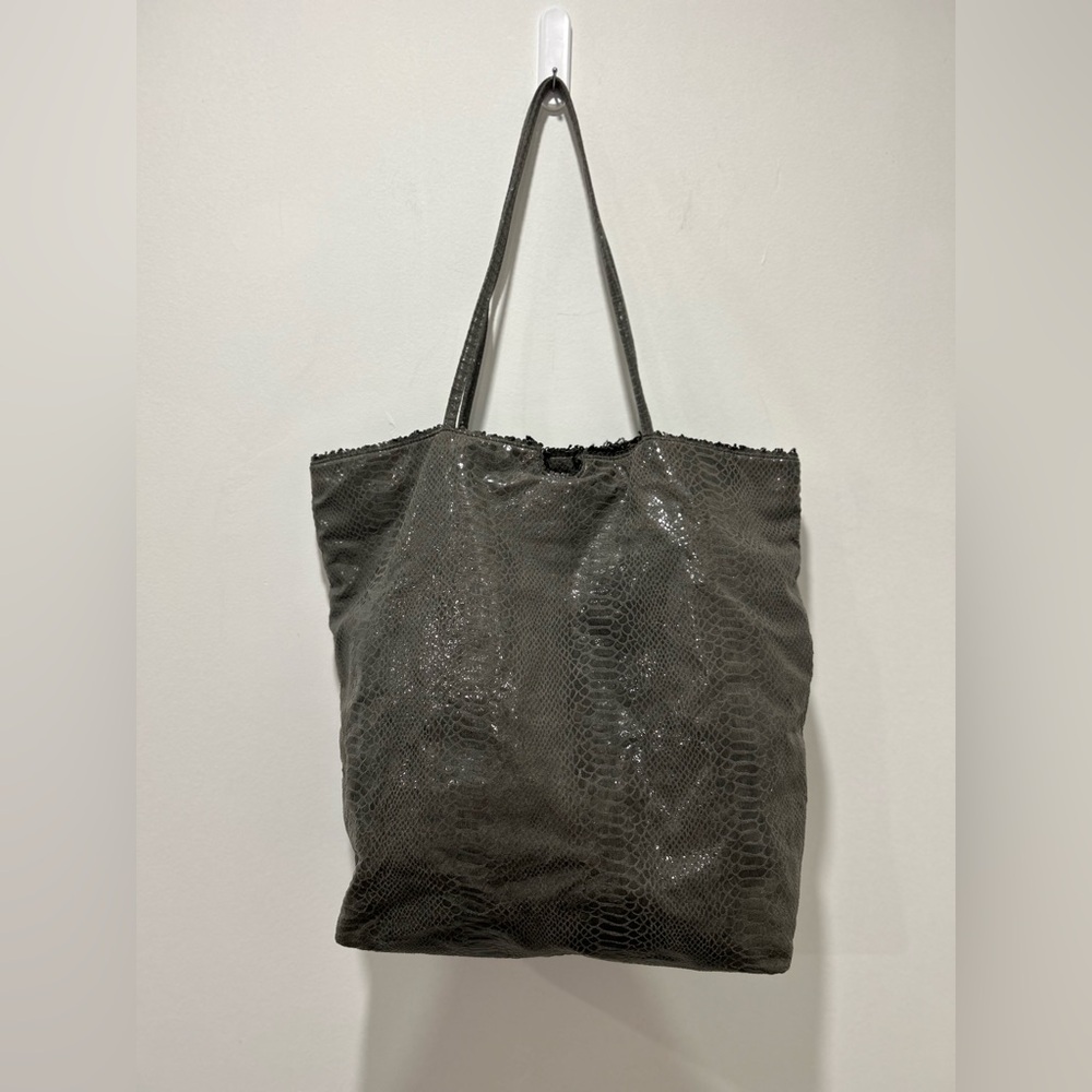 FATTO A MANO by CARLOS FALCHI Gray Faux Python Tote - Picture 2 of 11